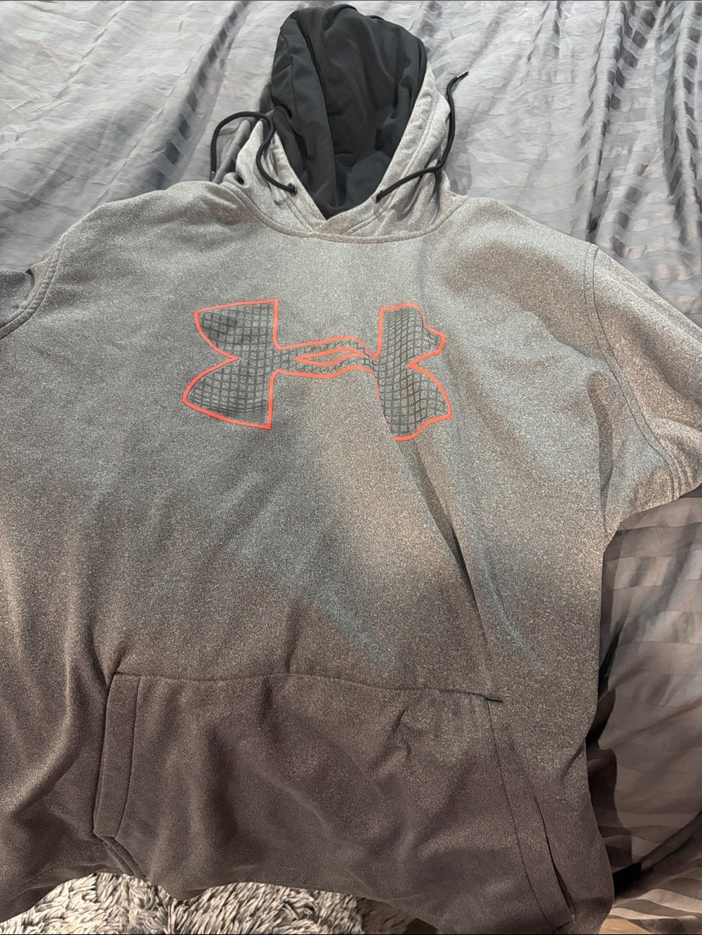 Under Armour Gray Hoodie with Red-Outlined Logo